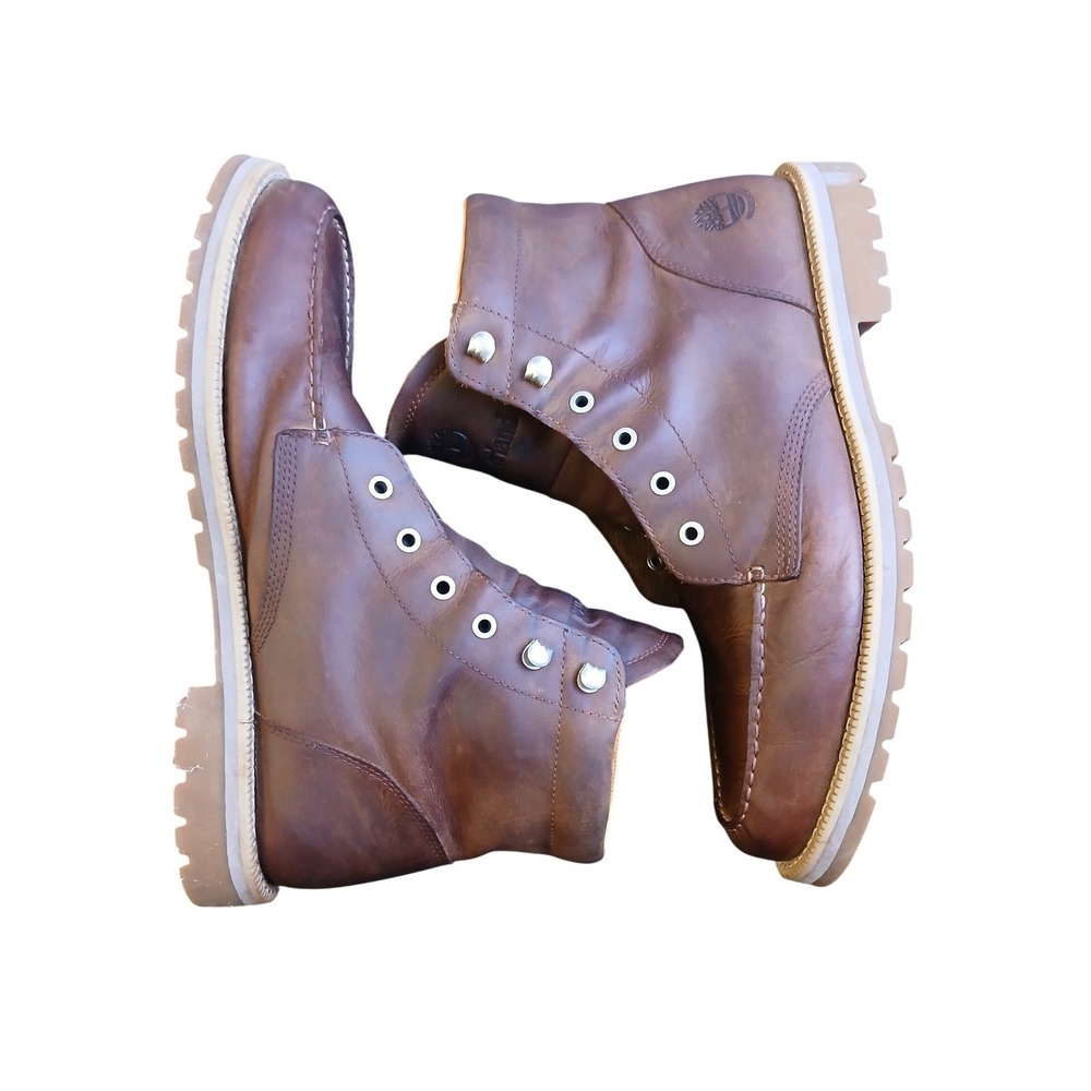 Timberland Redwood Falls Waterproof Moc Toe Boots Brown Leather Mens Size 11